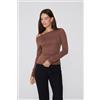 Tezenis Maglia Maniche Lunghe Scollo Barchetta Viscosa Donna Marrone
