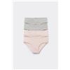 Tezenis 4 Paia Slip Bimba In Cotone Basic Bambina Grigio Chiaro