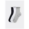 Tezenis 3 Paia Calzini Corti In Cotone Punto Bambola Donna Donna Nero