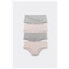 Tezenis 4 Paia Culotte Bimba Cotone Basic Bambina Grigio Chiaro