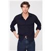 Tezenis Camicia Maniche Lunghe Cotone Fiammato Uomo Blu