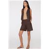 Tezenis Bermuda In Tela Di Cotone Effetto Lino Donna Marrone