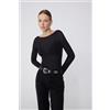 Tezenis Maglia Leggerissima Scollo Barchetta Con Lana Merino Donna Nero