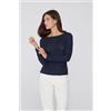 Tezenis Maglia Leggerissima Scollo Barchetta Con Lana Merino Donna Blu