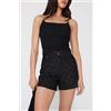 Tezenis Short In Denim Sfrangiati Donna Nero