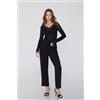 Tezenis Maglia Leggerissima Scollo V Pizzo/lana Merino Donna Nero