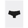 Tezenis Culotte Brasiliana Microfibra E Pizzo Riciclati Donna Nero