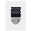 Tezenis 4 Paia Di Slip Bimbo In Cotone Stampato Bambino Grigio
