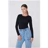 Tezenis Maglia Manica Lunga Girocollo Cotone Organico Elasticizzato Donna Nero