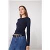 Tezenis Maglia Manica Lunga Girocollo Cotone Organico Elasticizzato Donna Blu