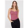 Tezenis Canotta Spalline Sottili Scollo A V In Viscosa Con Pizzo Donna Rosa