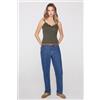 Tezenis Canotta Spalline Sottili Scollo A V In Viscosa Con Pizzo Donna Verde