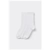 Tezenis 3 Paia Calzini 3/4 In Cotone Costine Donna Donna Bianco