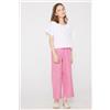 Tezenis Pantaloni Lunghi Bimba Tela Cotone Effetto Lino Bambina Rosa