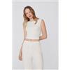 Tezenis Crop Top Effetto Crepe Donna Bianco