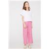 Tezenis Pantaloni Lunghi Bimba Tela Cotone Effetto Lino Bambina Rosa