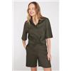 Tezenis Camicia Mezza Manica 100% Cotone Effetto Lino Donna Verde