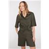 Tezenis Camicia Mezza Manica 100% Cotone Effetto Lino Donna Verde