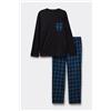 Tezenis Pigiama Lungo Cotone Taschino Tela Uomo Nero