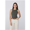 Tezenis Canotta Spalla Vogatore Cotone A Costine Donna Verde