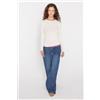 Tezenis Maglia Maniche Lunghe Costine Girocollo Donna Bianco