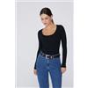 Tezenis Maglia Scollo Madonna Maniche Lunghe In Viscosa Donna Nero
