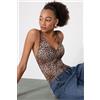 Tezenis Body Triangolo Taglio Vivo Stampato Natural Lifting Donna Marrone