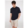 Tezenis T-shirt Girocollo In Cotone E Lino Uomo Blu