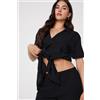 Tezenis Camicia Mezza Manica Tela Viscosa Garzata Donna Nero