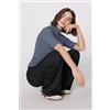 Tezenis Maglia Maniche 3/4 Lupetto Cotone A Costine Donna Blu