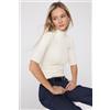 Tezenis Maglia Maniche 3/4 Lupetto Cotone A Costine Donna Bianco