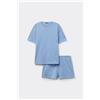 Tezenis Pigiama Corto In Cotone Stampa Pois Donna Azzurro