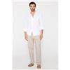 Tezenis Camicia Manica Lunga 100% Cotone Effetto Lino Uomo Bianco