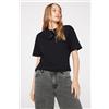 Tezenis T-shirt Girocollo In 100% Cotone Fiammato Donna Nero