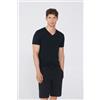 Tezenis T-shirt Scollo A V In Cotone Elasticizzato Uomo Nero