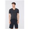 Tezenis T-shirt Scollo A V In Cotone Elasticizzato Uomo Grigio