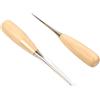 Tokaneit Stantuffo con Manico in Legno,Punteruolo da Cucito, Punteruolo con Manico in Legno per Lo Strumento Fai-da-Te di Punzonatura per Cucire La Pelle, 2 Pezzi Punteruolo da Cucito Professionale
