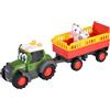 Dickie Toys ABC trattore Fendti Fendti a partire da 1 anno (30 cm) - Fendt Trecker con trasportatore animale colorato e mucca, veicolo giocattolo con luce e suono per promuovere le capacità motorie