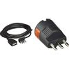 BTicino 2528N Prolunga Domestica Con Spina 16A E Presa Bipasso 10/16A, 5 Metri, 3500 W, 250 V, Nero & S3624Ge Adattatore Per Spina Tedesca, Grigio (Antracite), 16A