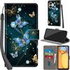 PHINIENLAND Cover per Xiaomi Redmi 13C 4G/5G Case PU Pelle Custodia [Kickstand] [Chiusura magnetica] [Slot per Schede], Portafoglio Flip Custodia per Xiaomi Poco C65,Farfalla