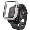 N NEWTOP Cover Pellicola 2in1 Compatibile per Apple Watch Serie 7/8 Custodia Protettiva Vetro Temperato Case Rigida Colorato Scocca Protezione Totale Ultra Sottile HD Soft Corpo Unico (41mm, Bianco)