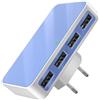 VPSUN Caricatore USB piatto da 25 W, 4 USB-A, adattatore di ricarica multiplo, da viaggio compatto, per iPhone, Samsung, iPad, AirPods (blue)