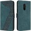 OKZone Cover per Xiaomi Pocophone F1, Custodia in PU Pelle per Xiaomi Pocophone F1, Custodia a Libro Protettiva Folio Portafoglio con Chiusura Magnetica e Slot per Carte Wallet Case Cover (Verde)