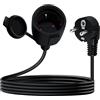 YINGAYOU Prolunga Schuko Corta 16A 250V Prolunga Elettrica Schuko 90 Gradi Impermeabile, 2AC IP44, Adatta per Ambienti Interni o Esterni (Nero, 2 m)