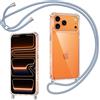 Coiwxmoi Cover per iPhone 17 Pro con Cordino, Custodia Trasparente con Regolabile Collana Ultra Sottile Antiurto AntiGraffio TPU Bumper Protettiva Case con Laccio Tracolla per iPhone 17 Pro, Blu