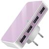 VPSUN Caricatore USB piatto 25 W 4 A, 4 porte, adattatore di ricarica multiuso, blocco di ricarica compatto da viaggio con 4 caricabatterie rapido USB-A, spina UK/US per iPhone, Samsung, iPad, AirPods