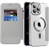IMEIKONST Cover Magnetica per iPhone 12 Pro con Scomparto per Carte, [Compatibile con MagSafe] [Blocco RFID] Custodia in Pelle PU Trasparente Case per iPhone 12 Pro. Grigio JDCX