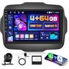 Hikity 5G WiFi 4+64G Android Autoradio per Jeep Renegade 2016-2020, 9 Pollici IPS Touch Screen Stereo Auto con Wireless Carplay Android Auto Bluetooth5.0 FM/RDS GPS SWC AHD Retrocamera