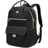 RJEU Borsa per libri per donne, ragazze e adolescenti, zaino estetico, per scuola, borsa per computer portatile, con porta USB, per studenti universitari, lavoro, nero