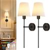 Ketom 2 Pezzi Applique da Parete Interno, Lampada da Muro Ricaricabile Nero